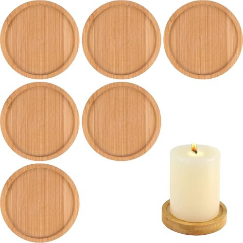 6 Stück Kerzenhalter Holz, Kerzenteller, Kerzenteller Holz, Runde Untersetzer für Kerzen, Kerzenständer für Hochzeit Haus Dekotablett, Home, Christening, Garden Decoration