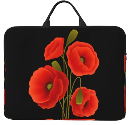 Housse pour ordinateur portable 14 Motif coquelicot et porte-documents