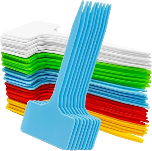 Gasea 50 Piezas Etiquetas Plantas de Plástico Impermeable, Reutilizable Etiquetas Forma T, Marcadores Plantas para Jardín, Plantas en Maceta, Accesorios de Efecto Invernadero