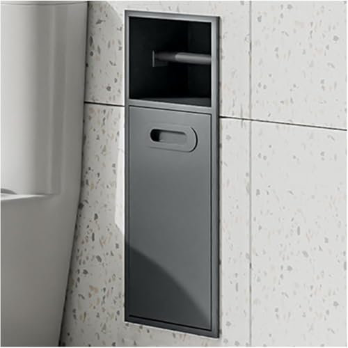 SZITW Nicho de Ducha de Pared Nicho de Ducha de Acero Inoxidable con Puerta extraíble Soporte de Papel higiénico Empotrado Nicho de Ducha, Rejilla para Basura incorporada para Sala de Estar Cocina