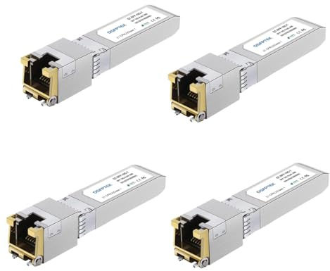 QSFPTEK 4Pack Nuevo 10GBASE-T SFP+ RJ45 Transceptor up to 30m, 10G SFP+ a RJ45 Módulo Copper Mini-GBIC Chip Realtek para Cisco SFP-10G-T-S, Ubiquiti UF-RJ45-10G, D-Link, Supermicro Otros interruptore