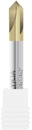 ALYICIA 1/4 4 Flute Chamfer End Mill, 90° V-Groove ZrN Coated for Steel