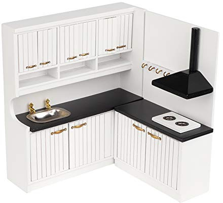 Aoaoy 2 armarios de madera realistas de moda para cocina, accesorios de casa de muñecas 1:12