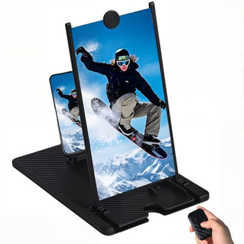 14 Screen Magnifier for Cell Phone with Bluetooth Remote,3D HD Magnifing Screen Enlarger Projector for Movies Videos Gaming,Foldable Phone Stand Holder with Screen Amplifier Fits All Smartphones