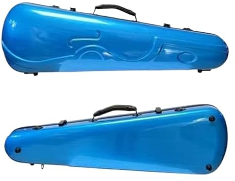Estuche para Violín Estuche rígido for violín 4/4, mochila for violinista esmerilada, caja triangular de fibra carbono compuesta con doble hombro(Blue)