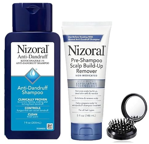 Haircare Set: Nizoraal Scalp Remover & Shampoo + LUXPAKS Hairbrush | Pre-Shampoo Scalp Build-Up Remover, Fresh Scent Shampoo, Women & Men, LUXPAKS Hairbrush Included