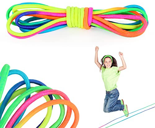 Regenbogenseil, XiXiRan Bunte Gummitwist, Farbe Elastischer Gummitwist, Regenbogen-Gummi-Twist, Hochwertiger Gummitwist, für Kinder Hüpfspiele Drinnen und Draußen, Mädchen & Jungs