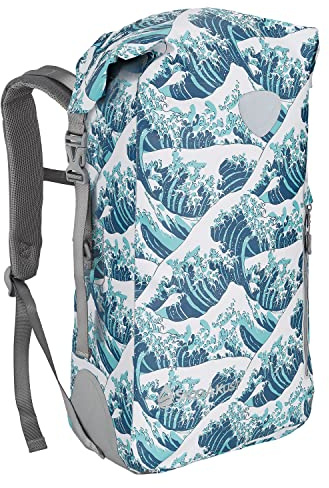 Skog Å Kust BackSåk Wasserdichter schwimmender Rucksack mit Außentasche mit Reißverschluss, 25 l und 35 l Größen, Wellen, 35 Liter