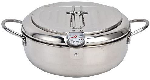 Alvinlite Fritteuse mit Temperaturregelung, Edelstahl-Fritteuse Mini-Kochfritteuse zum Kochen in der Küche(24cm-wahre Farbe)