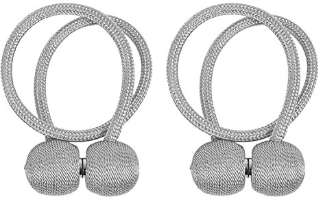 Intirilife 2-teiliges Raffhalter Set Gardinenklammer 40 x 3 cm in Grau - Vorhang Halter Halterung Deko zum praktischen Zusammenhalten von Vorhängen ohne Bohren oder Kleben