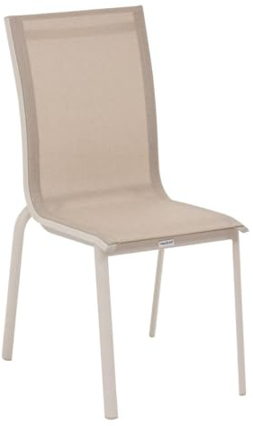HESPERIDE - Chaise de Jardin Empilable Axant Beige Lin - Aluminium Traité Epoxy Texaline - Dim 48 x 63 x 94 cm - Meuble d'Extérieur Empilable