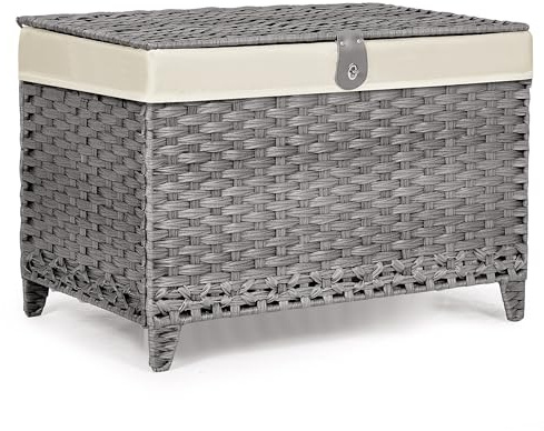 Honjourai Wicker Storage Basket with Lid,Rattan Shelf Basket with Removable Liner Bag,160L Storage Bin,Storage Trunk with Heightened Feet,Storage Container for Wardrobe,Home Organizer