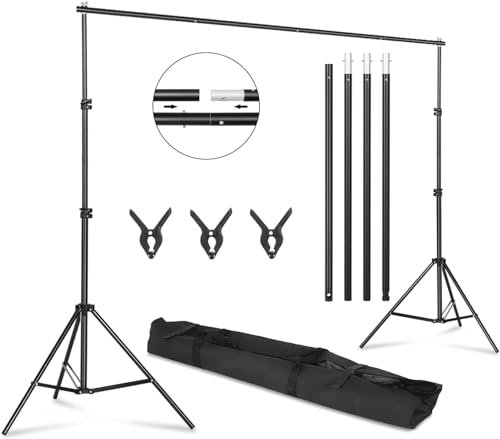 TactFire 2x3 m Support de Fond Réglable Professionnel pour Studio Photo, avec Sac de Transport pour Photographie/Diffusion en Direct/Mariage, Inclut 2 x Cadres Triangle