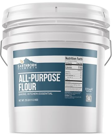 Earthborn Elements All-Purpose Flour, 5 Gallon Bucket, Bulk Size, Kitchen Essential, Baking & Cooking (400 Ounce)