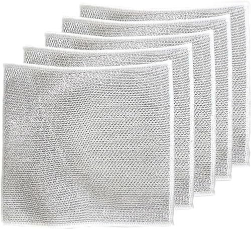 Plushzen Lot de 5 chiffons à vaisselle en fil métallique pour vaisselle humides et secs