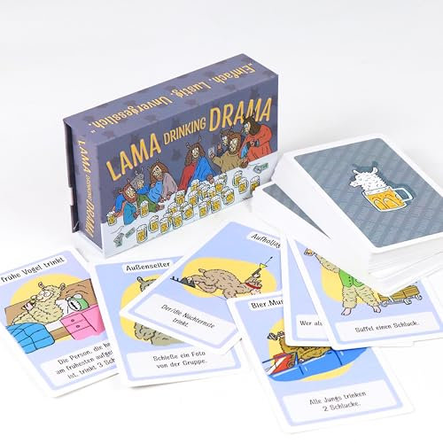 Lama Drinking Drama – Trinkspiel für Erwachsene | Lustiges Partyspiel mit anpassbaren Karten | Perfekt für Geburtstag, JGA & Spieleabend | Hochwertiges Kartenspiel für Gruppen