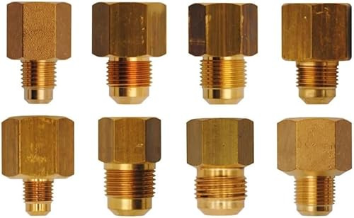 Raccordi Dritti in Ottone Femmina-Maschio Riduzione per Sistemi di Refrigerazione e Condizionamento Interno ed Esterno (3/8 F x 1/4 M) 10pz