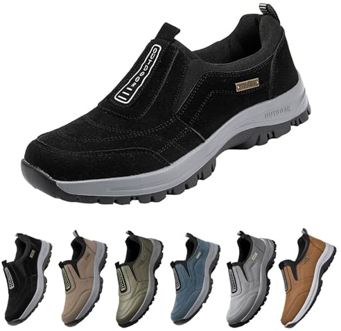 Generisch Zapatillas de deporte para hombre, tallas grandes, sin cordones, para exteriores, antideslizantes, cómodas, Negro, 47 EU