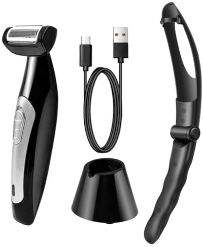 Rasoir Corps Homme – Rasoir Dos, Tondeuse Masculine | Appareil électrique étanche avec poignée ergonomique, groomer multifonction pour poitrine, jambes, épaules, dos, zone intime, voyage, entraînement