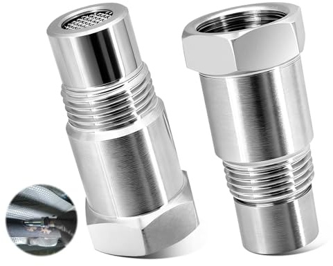 Adapter för Lambdasond M18x1,5 – 2-pack förlängare till O2-sensor 45 mm i rostfritt stål med inbyggt filter, kompatibel med bensin- och dieselfordon, tillbehör för avgassystem