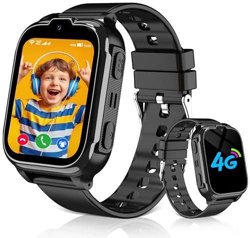 GPS Smartwatch Bambini, 4G Orologio Smartwatch Bambini GPS Telefono per Ragazzo e Ragazza, IP68 Impermeabile Orologio Bambino Videotelefono Chiamate Cellulare SOS Giochi Voce Chat Sveglia Regalo