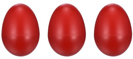 sourcing map 3 Pcs Egg Shakers, Plastic Musical Eggs Maracas Hand Percussion Instruments for DIY Painting Music Learning Easter Party Performance, Red