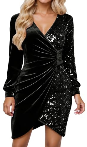 Sequin Velvet V-Neck Klänning