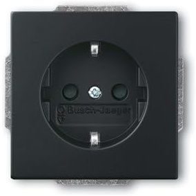 BUSCH-JAEGER SCHUKO® 2300 EUCB-885 - Inserto per presa elettrica, con protezione da contatto, colore: Nero opaco