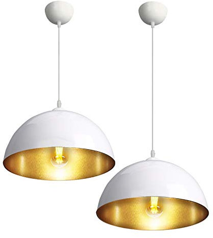 CCLIFE 2er Industrial Pendelleuchte Hängelampe Metall Industrielle Hängeleuchte Vintage Retro Schwarz/Weiß Pendellampe