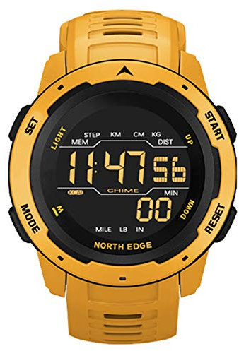 Elettronico Della Vigilanza di Sport Outdoor Di Sopravvivenza Multifunzione Orologio Da Polso Con Pedometro/Calorie Counter/Cronometro 50M Orologio Impermeabile Militare Per corsa Nuoto (Yellow)