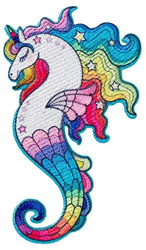 Mono Quick Einhorn Seepferdchen - Aufnäher Aufbügler Applikation Iron-On Patch