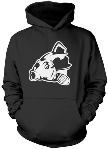 HotScamp Carp Fish Fishing - Kids Unisex Hoodie - Fisherman Rod 12-13 Years Black
