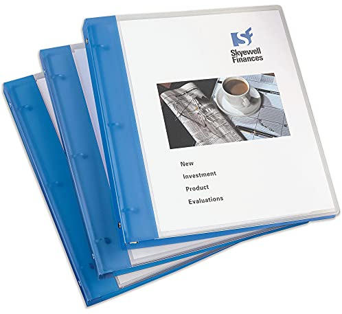 Avery Flexible View 3 Ring Binder, Clear Front Customizable Cover with Solid Back, 1/2 Inch Round Rings, 3 Clear/Blue Binders (17670)