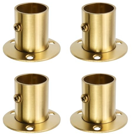 Antrader 4-Pack Stainless Steel Closet Rod Flange- 1 Inch Diameter Adjustable Socket Bracket Support Holder for Pipe, Gold