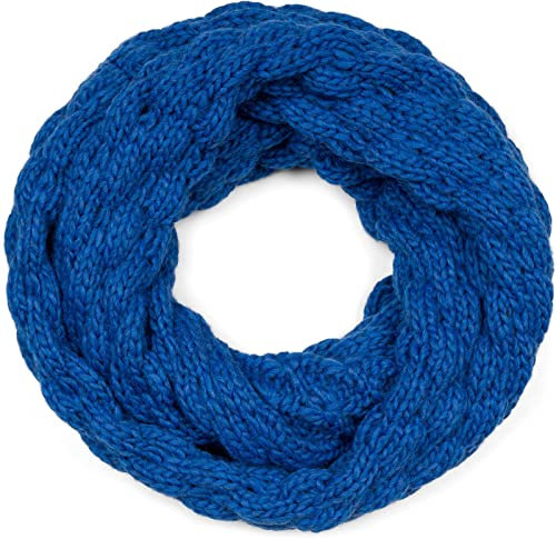 styleBREAKER Damen Strick Loop Schal Einfarbig mit Bubblemuster, warmer Winter Strickschal, Raspberry Pattern Schlauchschal 01018167, Farbe:Royalblau