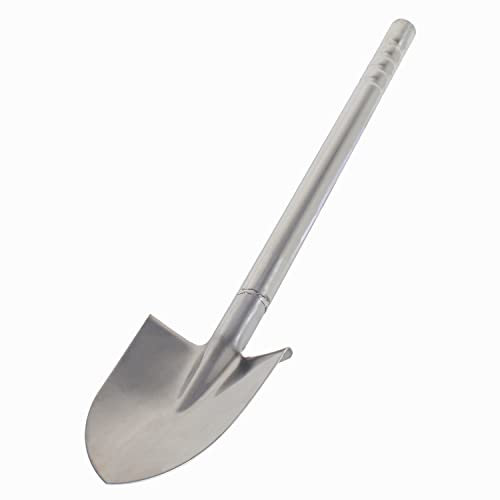 LUBAN Spaten aus Edelstahl, Länge:60cm, Rundspaten mit spitz zulaufendem Blatt, klein rostfrei Gartenspaten aus Metall, zum Umgraben