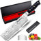 MOSFiATA Nakiri Chef Knife 7inch, Professional Chef's Kitchen Knives, High Carbon German Stainless Steel Cooking Knife Vegetable Chopping Japanese Knife Set with Finger Blade Guard Gift Box