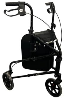 Force Ultra Lightweight 3 Wheel Rollator Aluminium Tri Walker with Bag Black