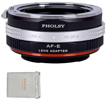 PHOLSY Enfoque Manual Adaptador de Objetivo Compatible con Objetivos Sony A (Minolta AF) y Cuerpo de Cámara Sony E (NEX), Sony A a E