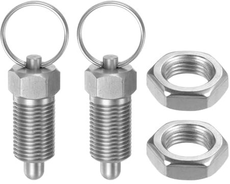 QUARKZMAN 2 Piezas Pasador de Resorte con Anillo de Extracción M16*1.5 Longitud 0.96 Pasador Diámetro 8Mm Cabeza Redonda Acero Inoxidable Pasador de Índice Retráctil Sin Bloqueo