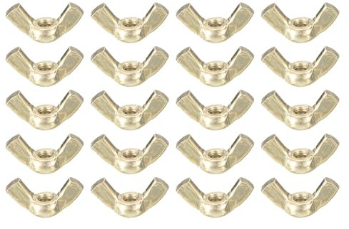 sourcing map 5/16-18 Wing Nut 30 Pcs, Brass Butterfly Wing Nuts Fasteners Parts Hand Twist Tighten Wing Nuts for Machinery Electronic Equipment DIY, Gold Tone