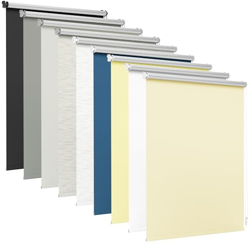 Jalousiescout Thermorollo ohne Bohren, Klemmfix Rollo mit Thermo-Beschichtung, Verdunkelungsrollo für Fenster und Türen, Sonnenschutz Sichtschutz, 95 x 230 cm (BxH), Creme