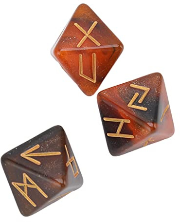 Juego de 3 Dados de Runa de Predicción de Aprendizaje de Astrología con Diseño Poliédrico de 8 Caras en Colores Vivos - Dados de Adivinación con Temática de Estrella Mística para