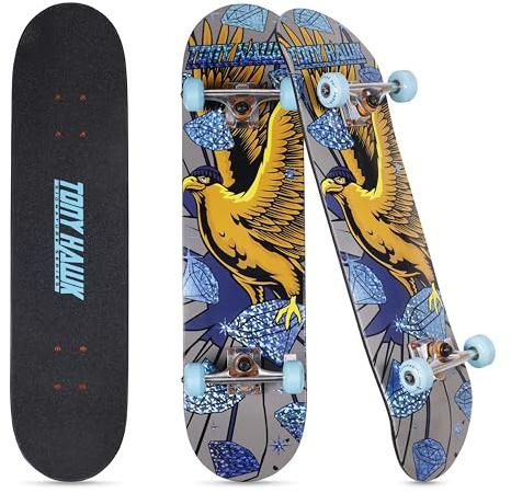 Tony Hawk 31 inch Skateboard, Tony Hawk Signature Series 3, 9-ply Maple Deck Skateboard for Cruising, Carving, Tricks and Downhill, Diamond Hawk