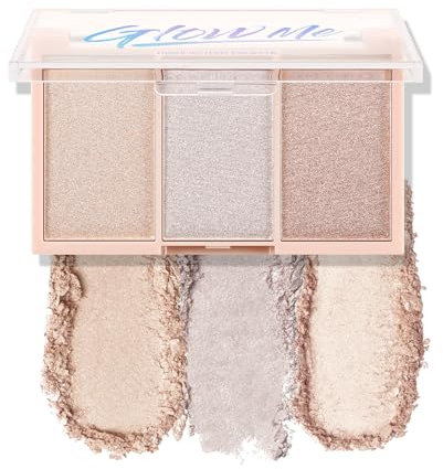 Boobeen 3 Color Highlighter Makeup Palette Face Highlighter Pulver Body Highlight Illuminator Palette Wasserdicht und langanhaltend für einen natürlich leuchtenden Makeup Look