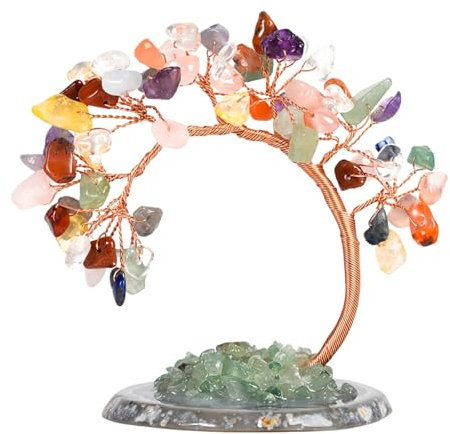 NBBENG Desk Decor For Women Crystals Tree And Healing Stones, (Seven Colors)