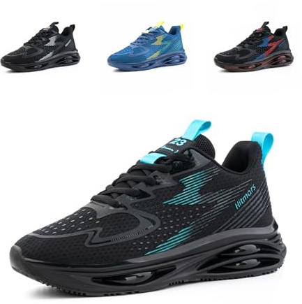 Hitmars Baskets Homme Chaussures Running Légères Chaussures de Sports Hommes Basquettes Marche Fitness Running Tennis Outdoor Gym Jogging Sneakers A Noir Vert EU 46