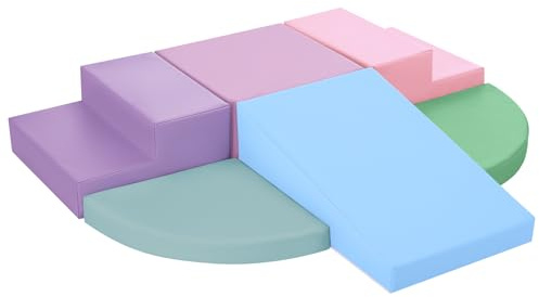 Wilwolfer Schaumstoff Bausteine Kinder Klettern Indoor: 6 Softbausteine Riesenbausteine Spielbausteine - Weiche Bausteine Baby Montessori Großbausteine Kletterspielzeug Outdoor Doppelte Treppe-Set
