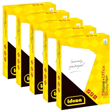 Idena 90950 - Kopierpapier A4, 5 Packungen je 500 Blatt 80g/m², weißes Druckerpapier für Laser- & Inkjetdrucker