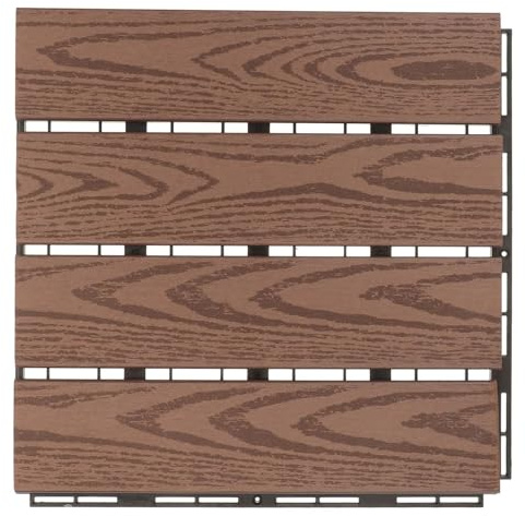 SUBLXPoten Pavimento per Esterno Piastrelle for terrazze in plastica 30x30cm Color caffè, Pavimento pressato, Facile da Tagliare e Pulire, Pavimento for balconi Esterni